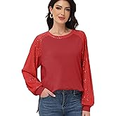 Anna-Kaci Women's Casual Long Sleeve Sequin Blouse Shirts Loose Glitter Sparkly Top Party