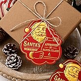 Resurhang 36 Pcs Christmas Gift Tag with String 3D Santa Gift Tag Gold Foil Present from Santa Claus Premium Gold Tags for Kids Christmas Party Decor(Vintage)