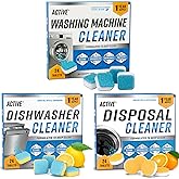 Washing Machine Dishwasher &amp; Disposal Cleaning Tablets - Appliance Refresh Bundle Includes 12 Month Supply Cleaner Deodorizer, Washer Descaler, Disposer Freshener Deep 72