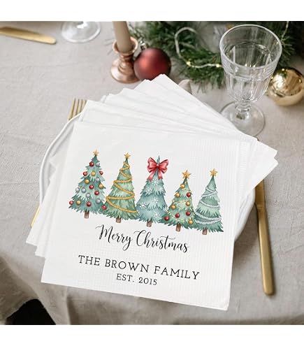 Personalized Christmas Napkins/christmas Eve Party Decors/photo Christmas Cocktail Beverage