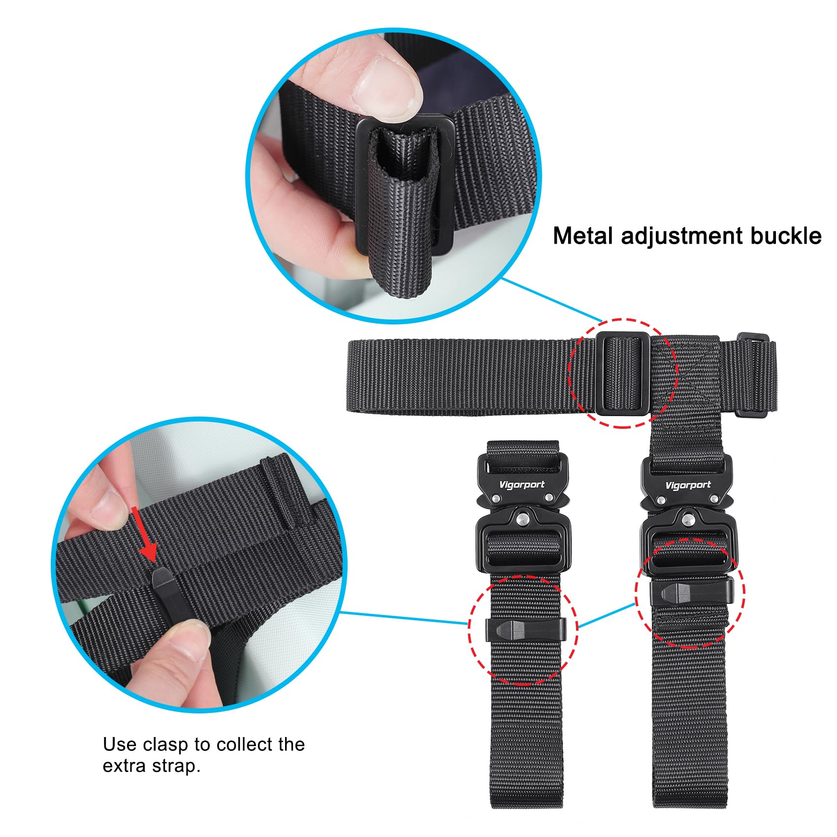 Vigorport Vigorport Luggage Straps, Straps for Suitcase, Add A Bag Adjustable Attachment Accessories for Connect Your 3 Luggage Together(1.25'' Width M Size)