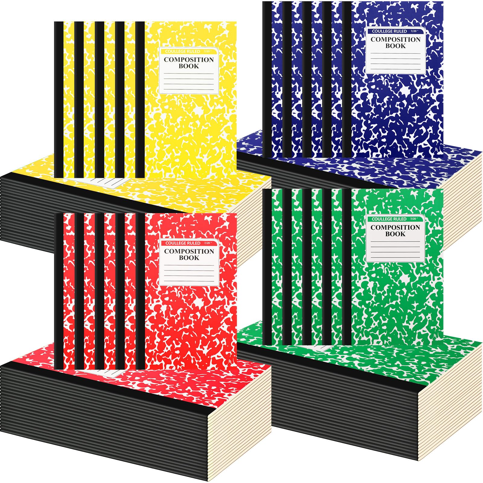 Photo 1 of Fainne 100 Pack A5 Composition Notebooks Bulk College Ruled Composition Notebooks Marble Covers Notebook for Student Classroom Office Supplies 30 Sheet/60 Page(Classic Color)