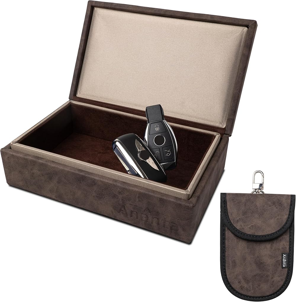 Ananta Faraday Box for Car Keys – Military-Grade RFID Blocking, Brown