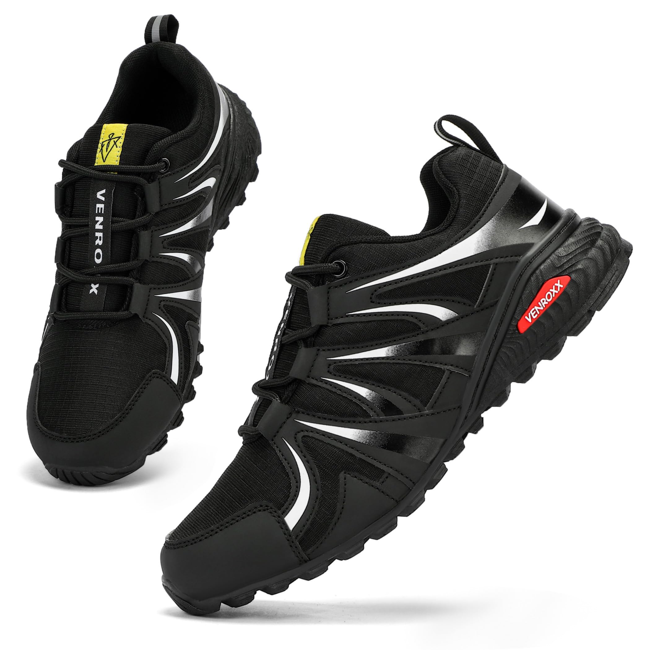 VENROXX Traillaufschuhe Herren Wanderschuhe Leicht Trekkingschuhe Atmungsaktiv & rutschfeste Laufschuhe Outdoor Sportschuhe Gr.39-48, Schwarz, 43 4