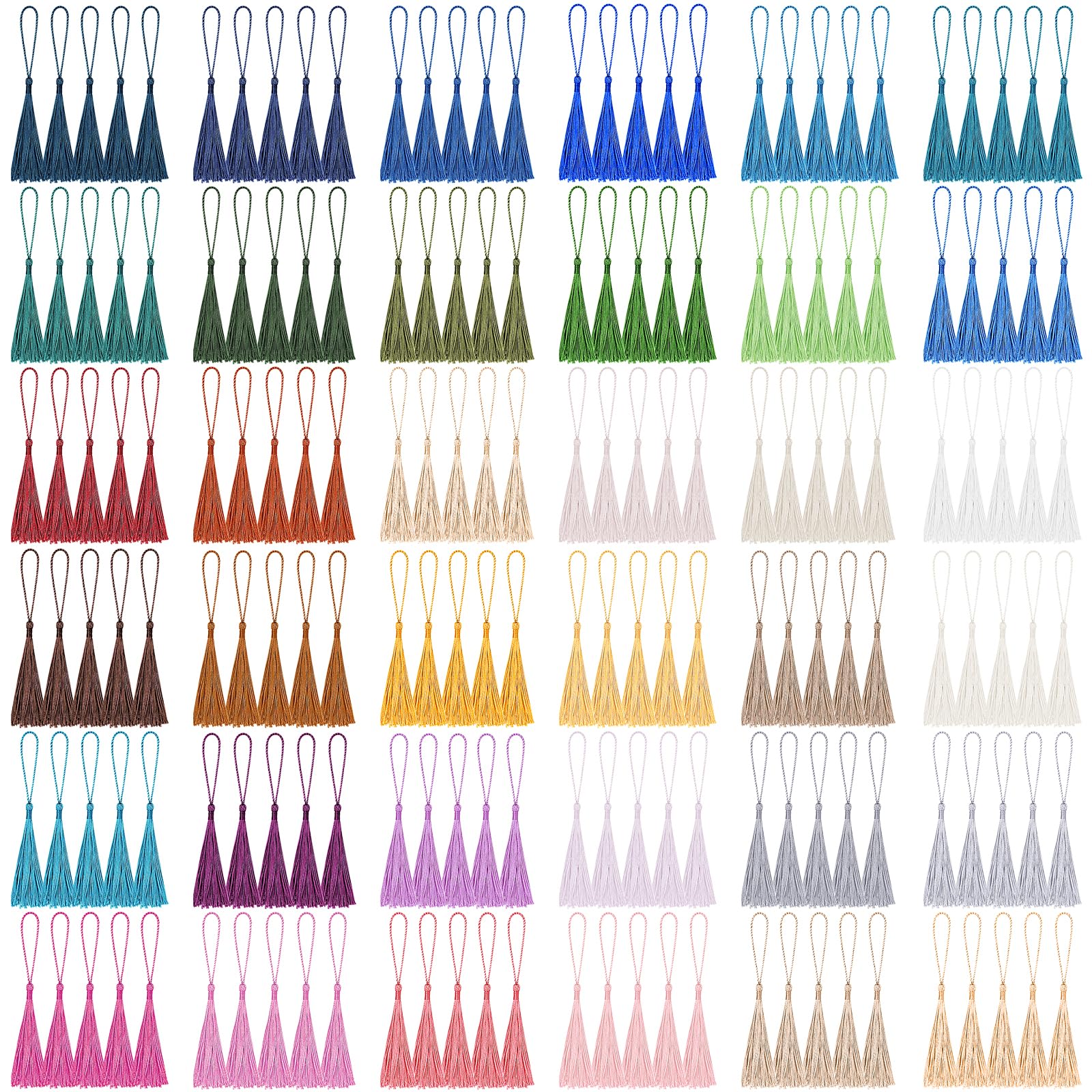 Omsscun 180 Pcs Bookmark Tassels, 36 Colors Tassels for Crafts, Mini Colorful Silky Tassel for DIY Jewelry Earrings Keychains Bookmarks Dress Bags