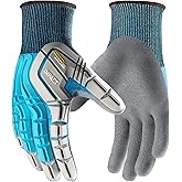 COOLJOB TPR Impact Resistant Safety Work Gloves with Grip, Sandy Nitrile Dipped Utility Gloves for Construction Workers, S-XL