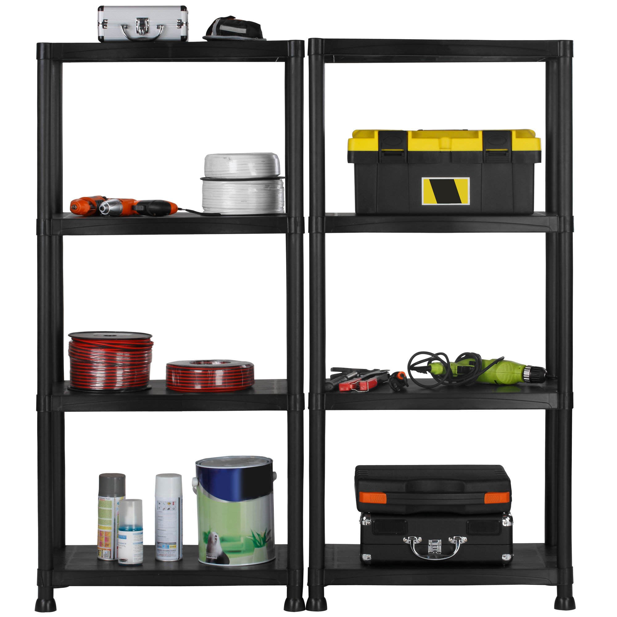 VonHaus 4 Tier Garage Shelving Unit with Wall Brackets (Pack of 2