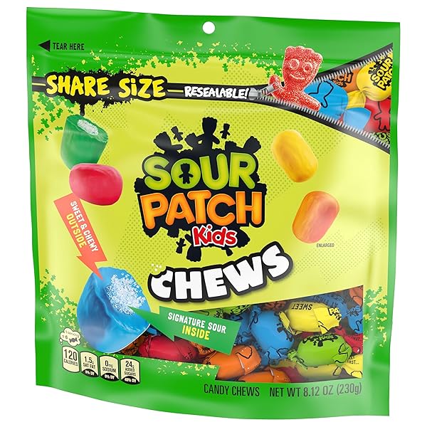 SOUR PATCH KIDS CHEWS SOFT & CHEWY CANDY, SHARE SIZE, 8.12 OZ