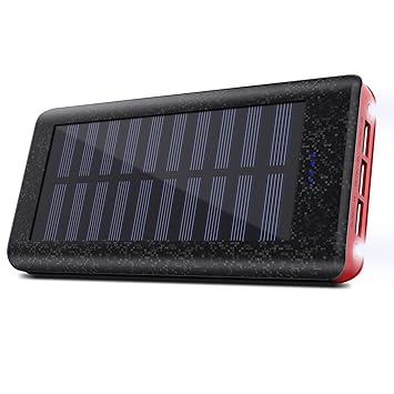 Cargador Solar 24000 mAh Batería Externa, 3 Puertos USB, 2 LED ...