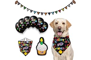 PETS FIRST NFL Buffalo Bills Dog Birthday Party Set 9pcs with 1 Football Bandana Small/Medium, 1 Banner, 1 Birthday Cake Toy & 6 B-Day Balloons, Dog Birthday Set, Costume, Fun Doggie Pawty Accesories