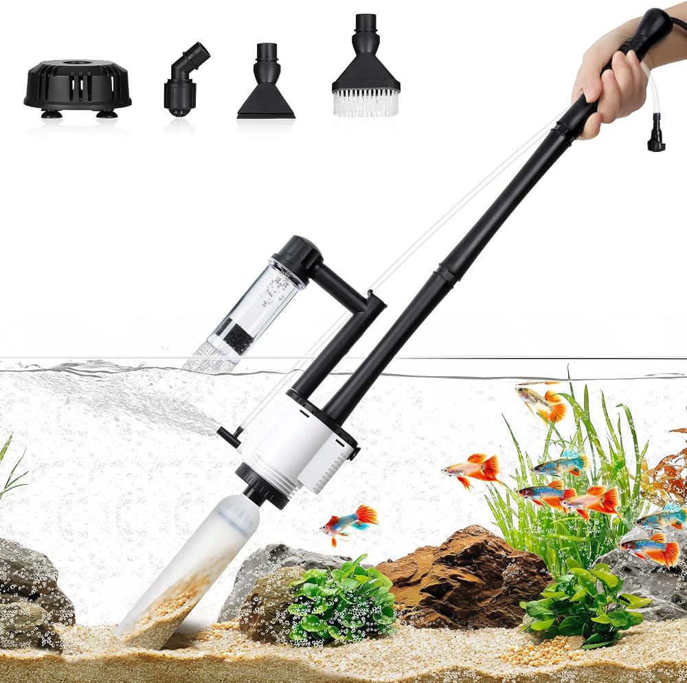 AQQA 8-in-1 Fish Tank Cleaner 30W Aquarium Gravel Cleaner with 2m Hose