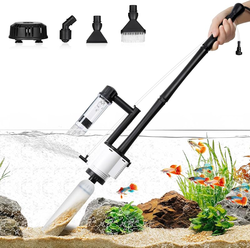 AQQA 8-in-1 Fish Tank Cleaner 30W Aquarium Gravel Cleaner with 2m Hose