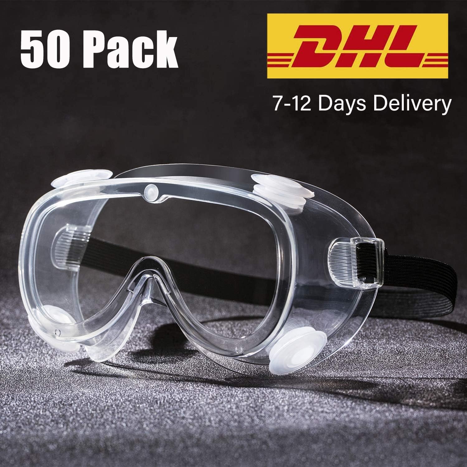 50 Pack Protective Safety Goggles Eyewear with Clear Anti-Fog Lenses - Eye Protection for Prevent High Impact of Dust Liquid Splash Clear Frame with Vent