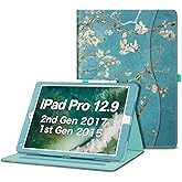 Fintie Multi-Angle Case, 2017/2015 iPad Pro 12.9 inch (Old Model) 1st & 2nd Gen Case - [Corner Protection] Folio Stand Cover with Pencil Holder & Pocket, Auto Wake/Sleep, Blossom