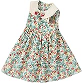 Little Bitty Girls Cotton Dress Summer Peter Pan Collar Sleeveless Casual Vintage Fit Flare Skater Party Sundress 2-8 Years