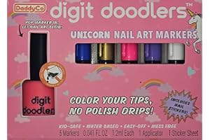 DADDYCO Unicorn Kids Non-Toxic Nail Art Markers With Nail Polish Bottle Applicator And Stickers
