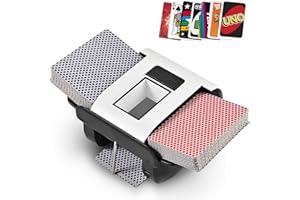 Casuenia Automatic Card Shuffler for 1-2 Decks, Rechargeable, Low-Noise Portable Card Shuffler Machine with Auto/Manual Modes for Phase 10, UNO, Blackjake, Mahjong, Poker & More