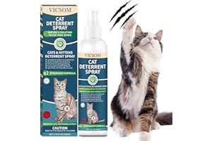 VICSOM Cat Deterrent Spray, Natural Cat Repellent Spray, Cat Scratch Deterrent for Furniture, Sofas, Rugs, Curtains, Plants, Indoor & Outdoor Keep Cats Kittens Away, No Alcohol & Trace 6.76 FL Oz