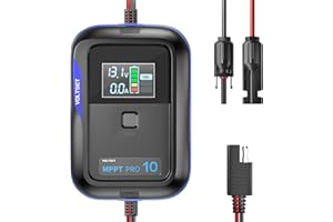 Voltset 10A MPPT Solar Panels Charge Controller, Portable 12V Intelligent Solar Regulator with LCD Display and LED Indicate for AGM, Gel, LiFePO4, 12 Volt Solar Battery Charger