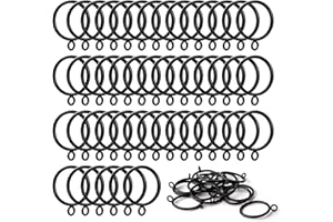 ANJUU 48 Pack 38mm Inner Diameter Metal Curtain Drape Sliding Eyelet Rings Black Tone