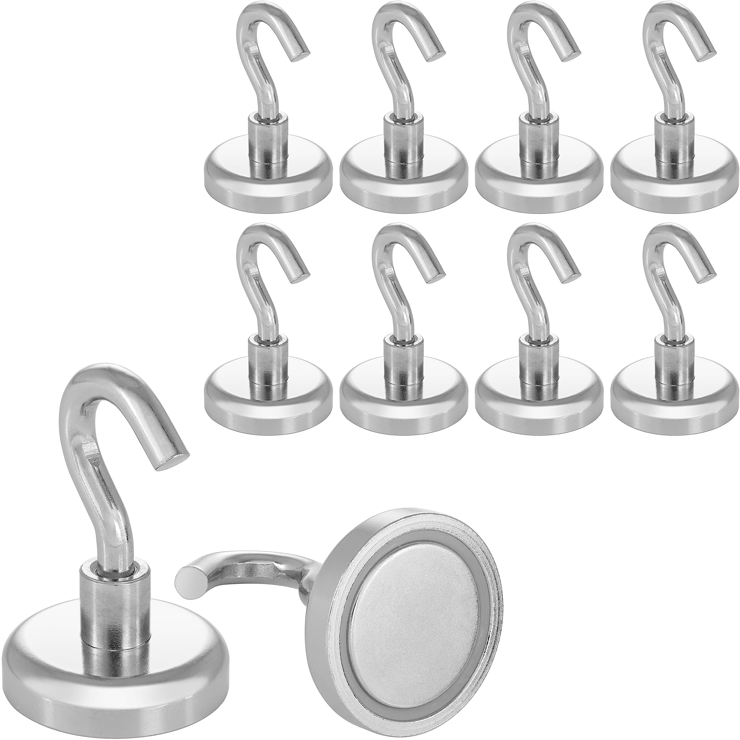 POPPSTAR 10 Pieces Magnet Hook (Clamping Force 36 kg, Diameter 32 mm) Super Strong Hook Magnets