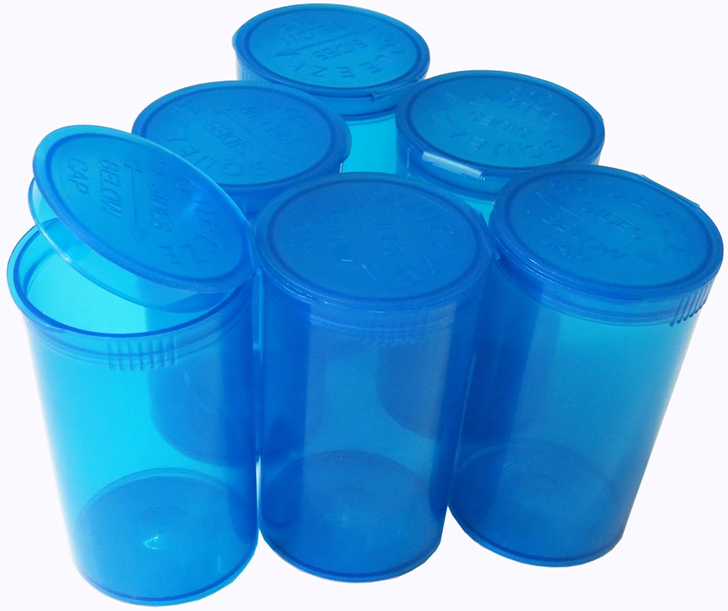 100x Blue Pop Top Containers 80ml Squeeze Vial Medical Pill Box 19 Dram
