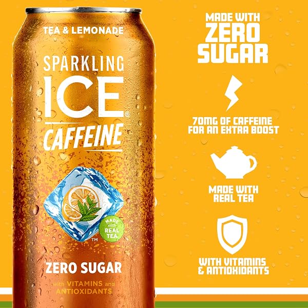 SPARKLING ICE CAFFEINE TEA + LEMONADE SPARKLING WATER WITH CAFFEINE, ZERO SUGAR, WITH ANTIOXIDANTS AND VITAMINS,16 FL OZ CANS (PACK OF 12)