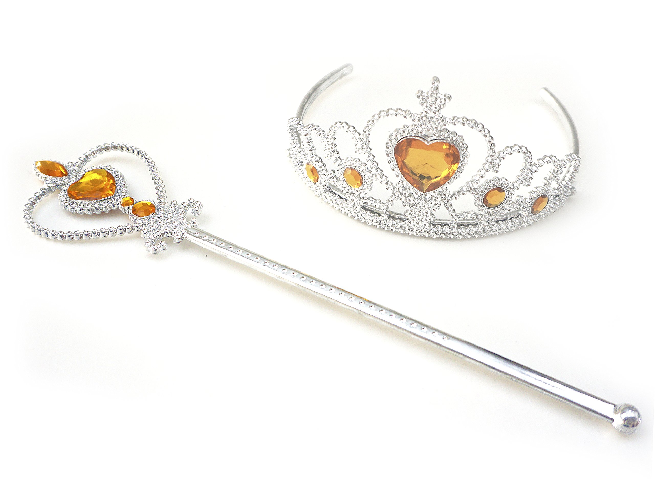 Kuzhi Frozen Elsa Crown Tiara and Wand Set - Silver Heart Jewel