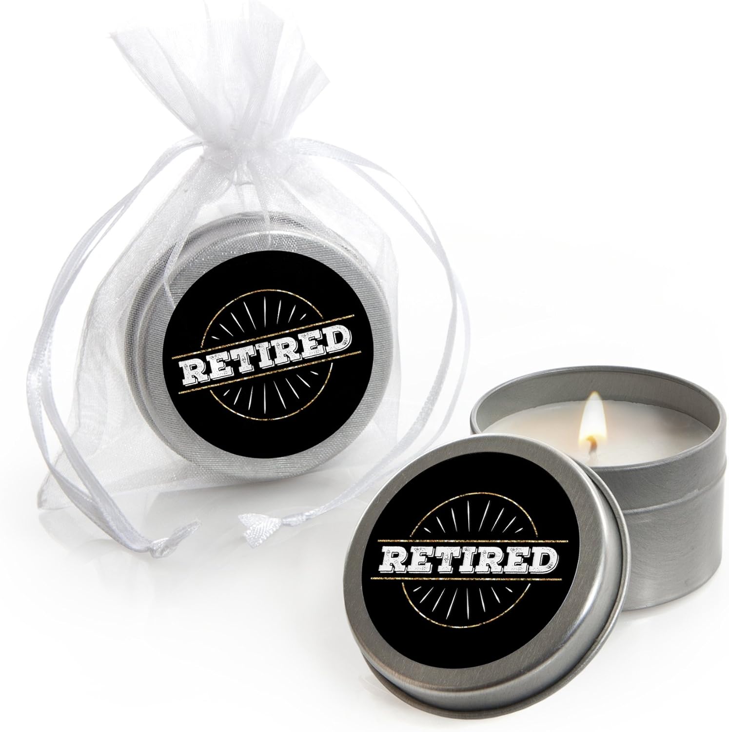 Happy Retirement Candle Tin Retirement Party Favors Set of 12 Toys & Games
