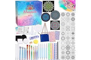 CATCRAFTER 71PCS Mandala Dotting Tools - Dotting Tools for Painting Mandalas, Mandala Rock Painting Kit with Stencils, Mandala Art Kit for Nail Stone Drawing