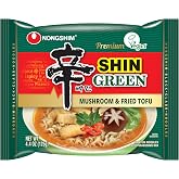 Nongshim Ramen Noodles, Gourmet Instant Ramen, Premium Microwavable Noodle Soup, Vegan Shin Green, 16-Pack