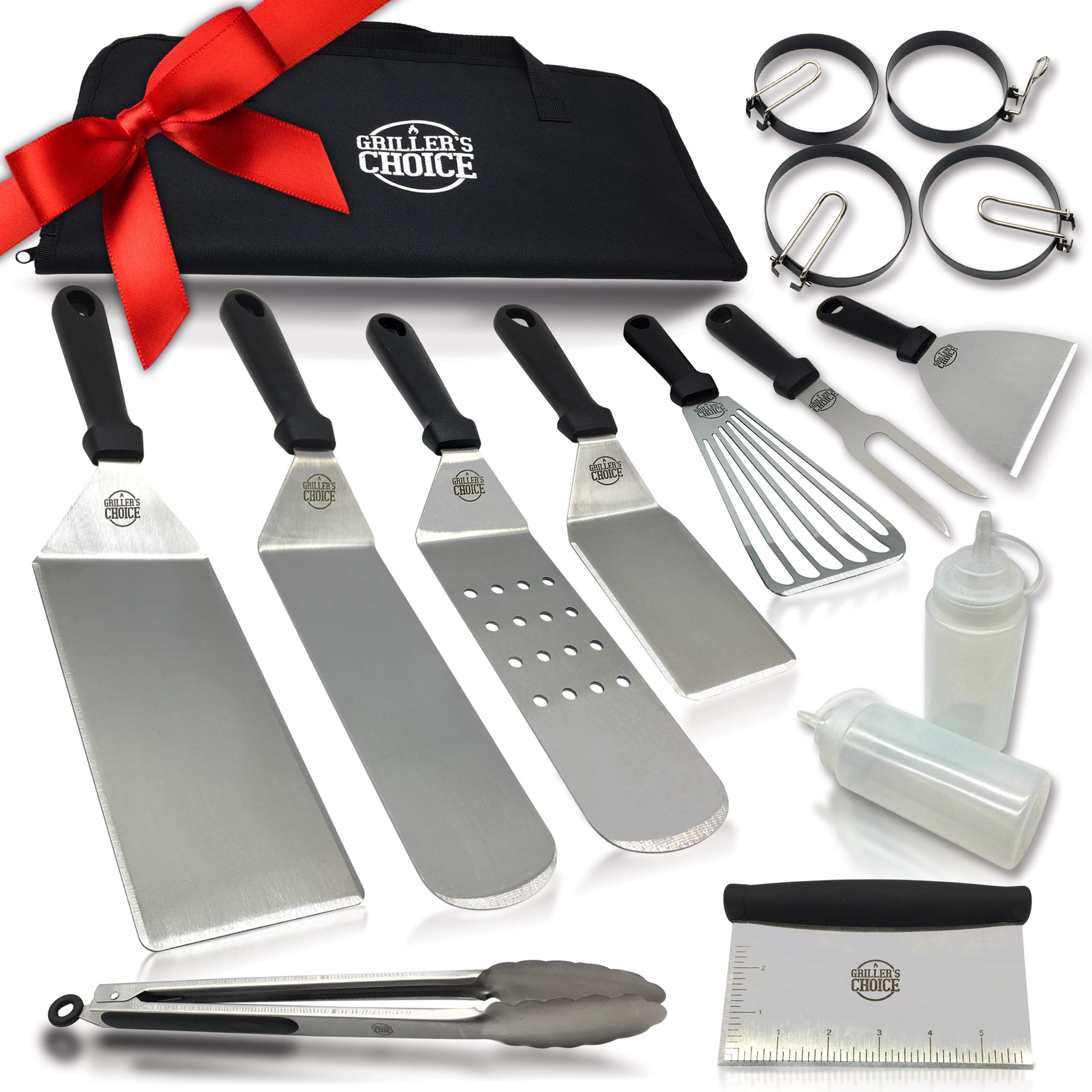 Griller's Choice Professional Stainless Steel Griddle Accessories, Flat Top Grill Accessories Kit, Machine Washable, Durable & Ergonomic Design for Chefs and Home Cooking Enthusiasts