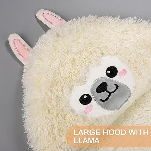Llama Alpaca Wearable Hooded Blanket for Adults – Fuzzy Super Soft