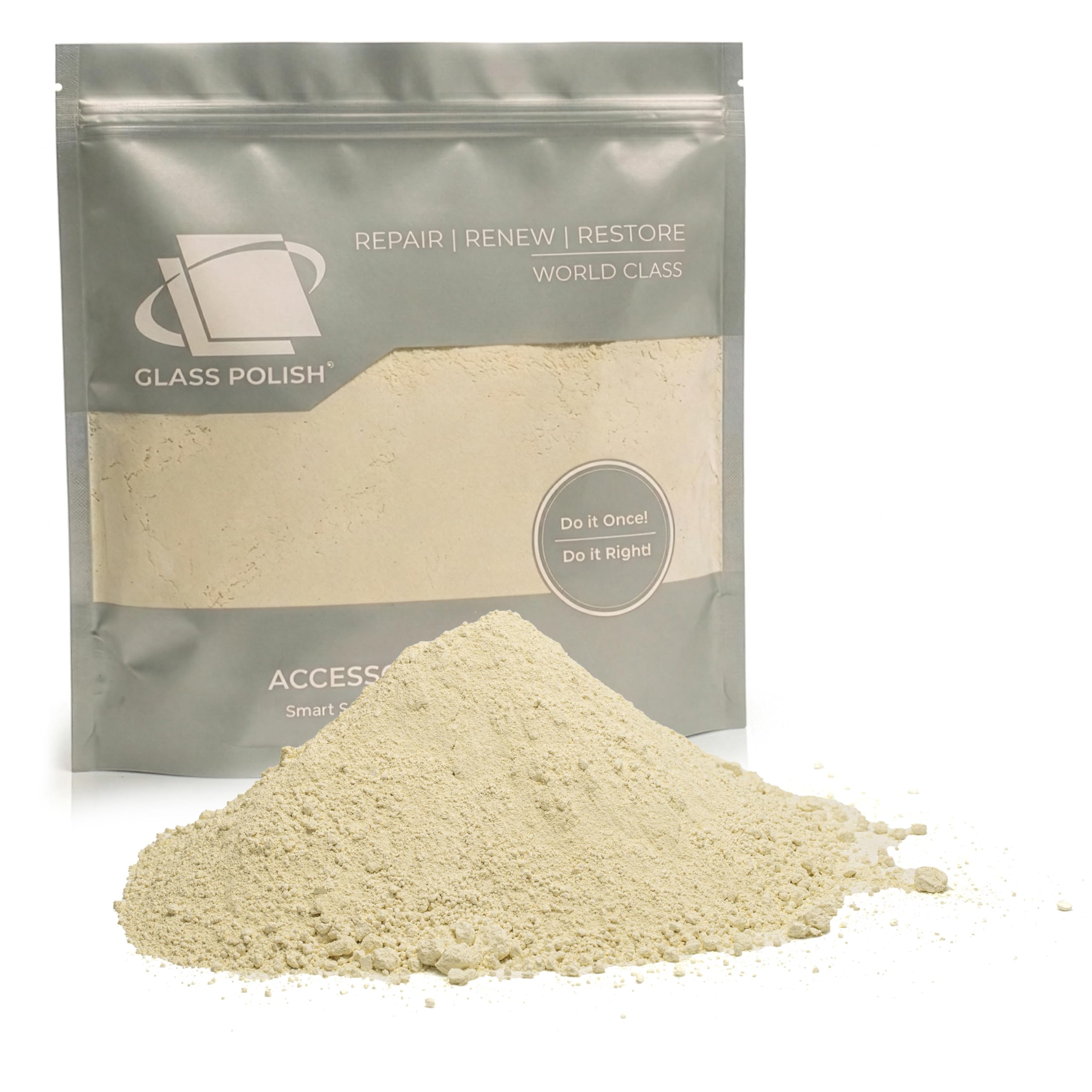 GLASS POLISH PRO Cerium Oxide Glass Polishing Powder – 1kg Premium-Grade 95% Pure Suspension-Treated Formula, 2.5 Micron for Glass Scratch Removal, Windshield Polishing and Restoration