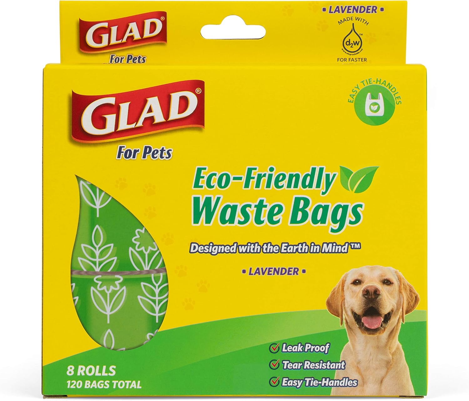Glad for Pets EcoFriendly Easy Tie Handle Waste Bags, Scented 120 Bags