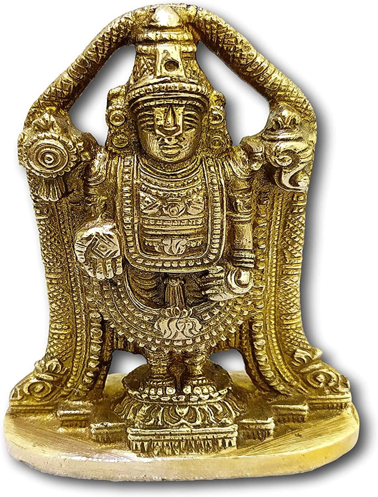 athizay Brass Lord Balaji statue Lord Venkateswara Idol Incarnation of Lord Vishnu Sculpture Virgin Brass Golden Finish statue idol 12 cm