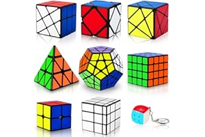 COOLZON Speed Cube Set, Puzzle Cube,9 Pack Magic Cubes Pyraminx Pyramid + 2x2 + 3x3 + 4x4 + Megaminx + Mirror + Mini 3x3 + Skewb + Fenghuolun Puzzle Cube Toy for Kids & Adults