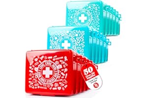 EVERLIT CARE EVERLIT Pocket-Aid Mini First Aid Kit | Compact, Portable Hard-Shell Cases of 50 Items | Cuts, Scrapes, Wound Care Essentials for Travel, Outdoor, School, Camping, Home, Office (24 Packs | 1200 Pcs)