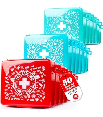 Geiserailie 10 Bags Small First Aid Kit Mini Travel Size Emergency Kit Bulk
