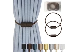 Hangtty Magnetic Curtain Tiebacks 2 Pack Coffee Curtain Rope Tieback Curtain Holders for Drapes Modern Tie Backs Decorative Curtain Holdbacks