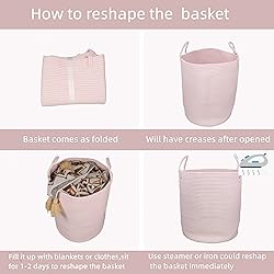 XUANGUO Cotton Rope Laundry Basket Hamper for Girls