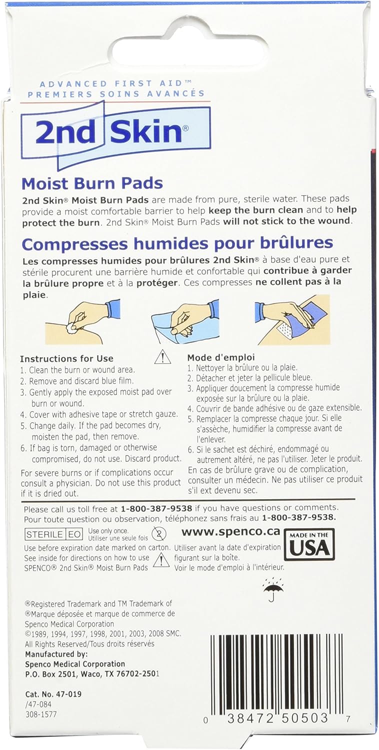 Spenco 2nd Skin Moist Burn Pads, Medium (2 x 3 Inches), 4-Count: Industrial & Scientific