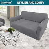 Granbest 2 Seater Sofa Cover Light Gray Non Slip Stretch Jacquard view 2