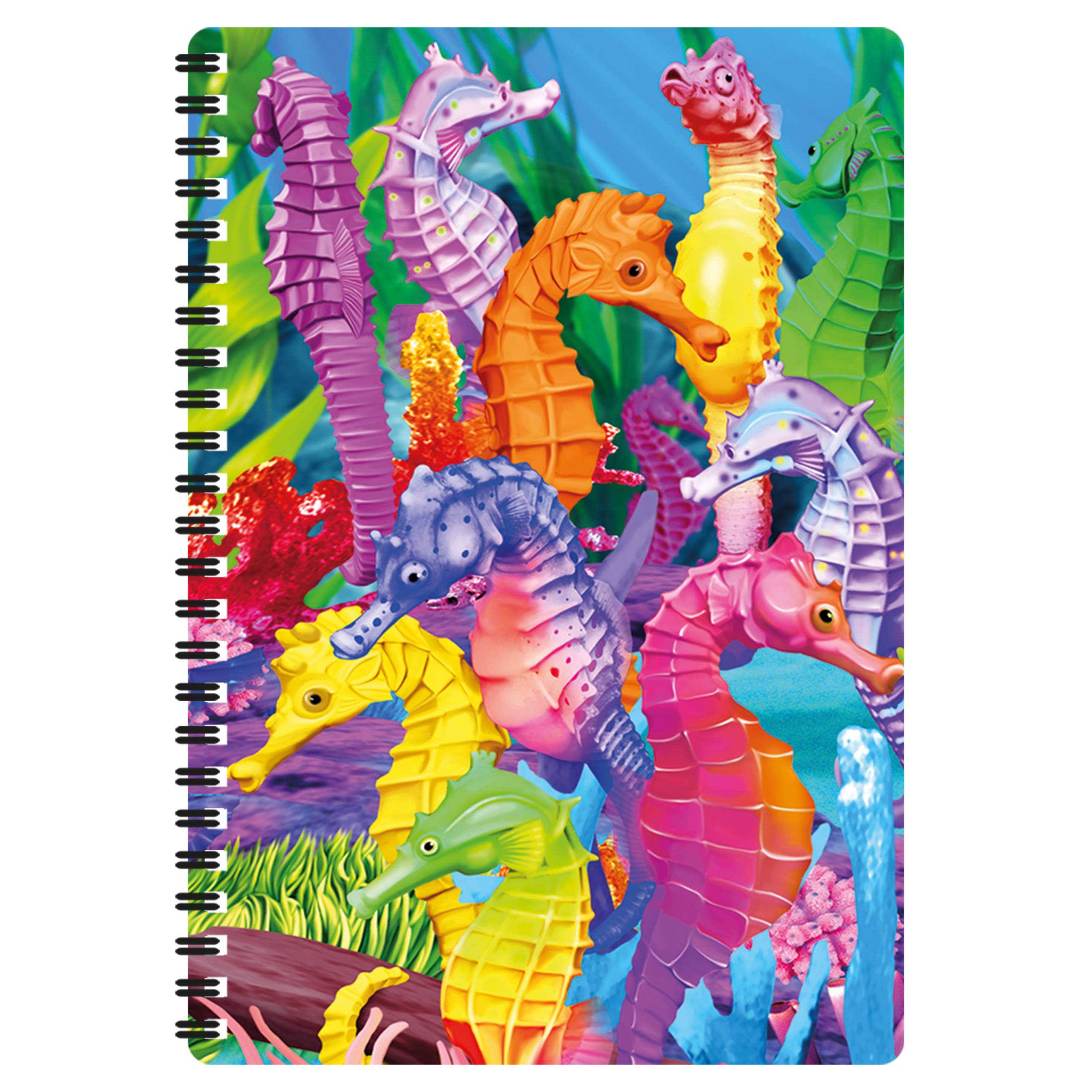 3D LiveLife A5 Notebook - Hilarious Hippocampus from Deluxebase. Spiral Bound Lined Notebook with 80 Recycled Pages, 3D Seahorse Art Notebooks for Work, Gifts and School Supplies, (21 x 14.5 cm).
