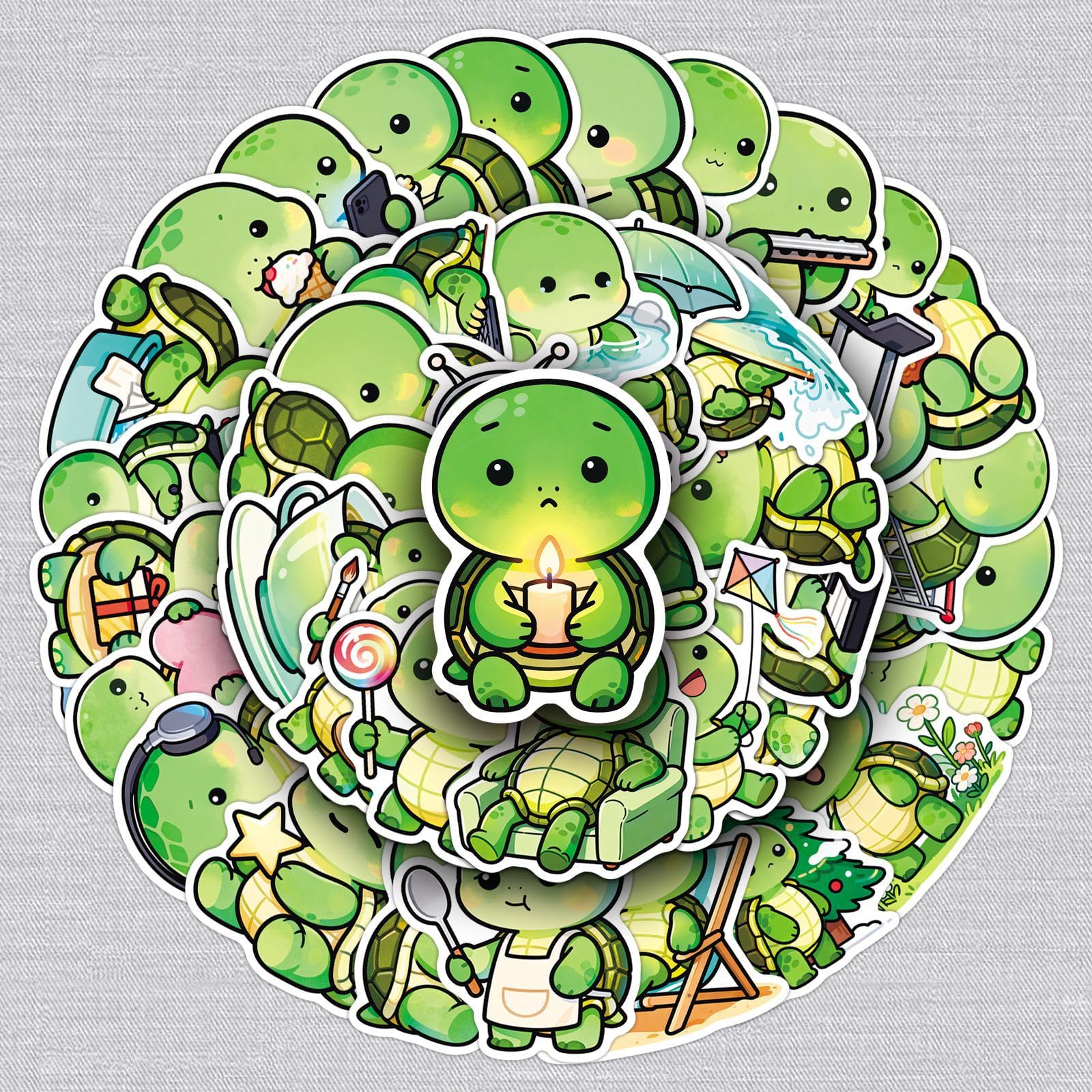 Tortoise Stickers,Cute Anime Turtle Graffiti Stickers,50Pcs Vinyl Waterproof Decals for Kids Teens,for Phone Laptop Water Bottles Skateboard Computer Phone Luggage Guitar Car Gifts