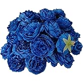 ARTIFIPLANT 40 Pcs Blue Silk Rose Flower Heads, 3.3'' Artificial Plant Decoration, Royal Blue, No Stem, Reusable, DIY Flower Well, Crafts Bouquest