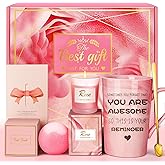 Birthday Gifts for Women, Mom, Sister, Friend: Unique Pink Self Care Spa Relaxation Baskets Set, Christmas, Holiday, Valentines Day Presents for Her, Girlfriend, Grandma, Wife, Bestie, Coworkers