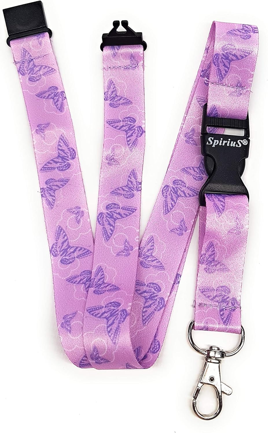 SpiriuS Breakaway Neck Strap Lanyard with safety release clip detachable Metal Clip for ID Card Holder Badge Holder