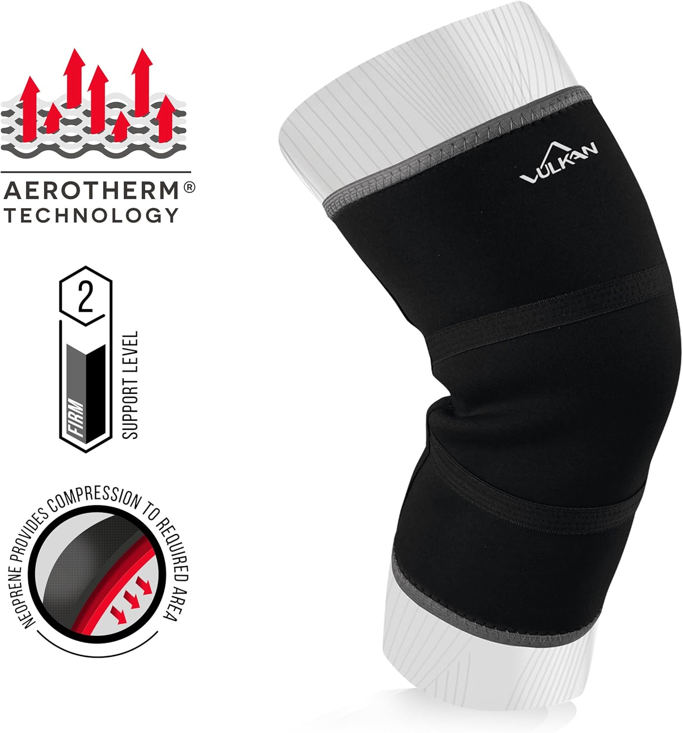 Vulkan Classic Neoprene Knee Support, Provides Light Compression, Comfortable Fit, Provides Therapeutic Benefits, Black, Medium, 5mm - Image 4