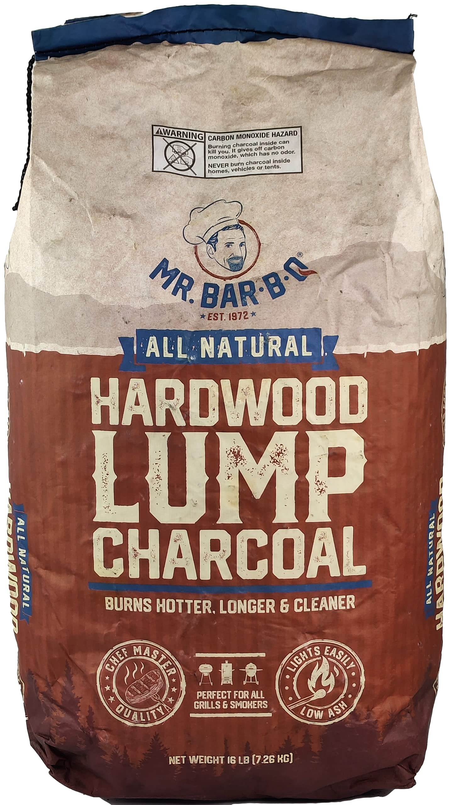 Photo 1 of 16 LB. All Natural Hardwood Lump Charcoal by Mr. Bar-B-Q - Premium Natural Charcoal for Grilling, BBQ, Smoking, Kamado & Kettle Grills - Burns Hotter & Longer - Smoky Flavor, Low Ash & Easy to Light